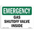 Signmission Safety Sign, OSHA EMERGENCY, 3.5" Height, Gas Shutoff Valve Inside, Landscape OS-EM-D-35-L-10384